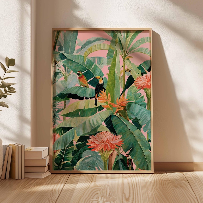 Home Decor Design Interior - 1 Stück Retro-Tropen-Leinwandposter, ungerahmter botanischer Naturdruck,