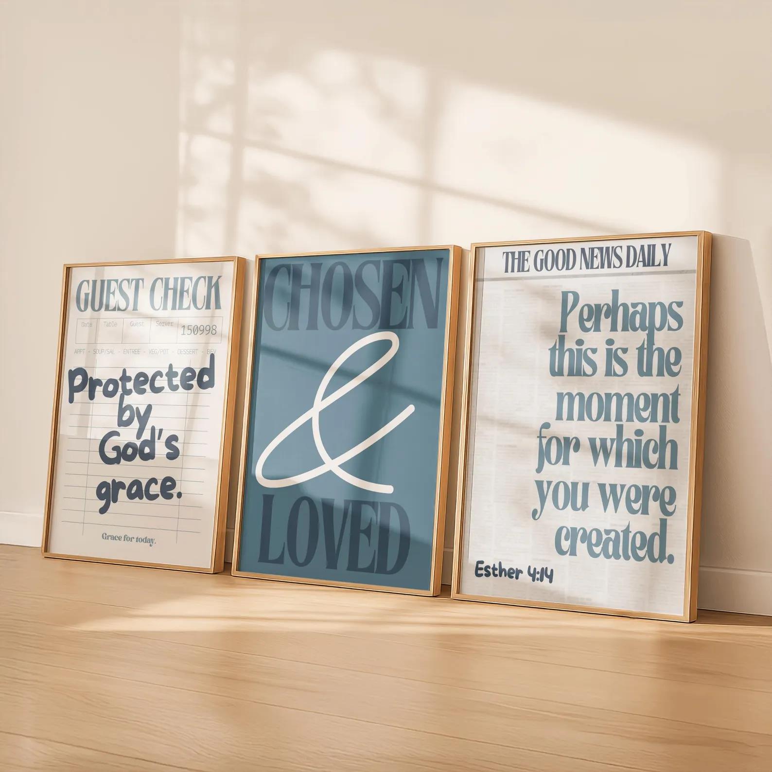 Home Decor Lovely Home - Wandkunstdruck mit christlichem Bibelvers „Gewählt und