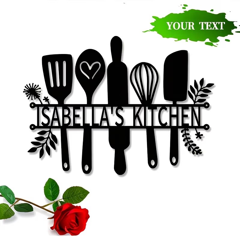 Home Decor Logo - Personalisiertes Küchenlogo, individuelles Küchennamen-Logo, Wandkunst, Heimdekoration,