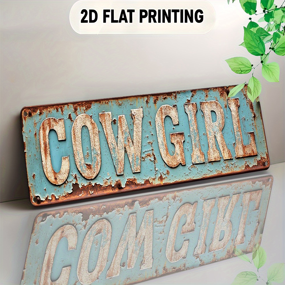 Home Decor Design Interior - 2D Metall-Cowgirl-Wandkunst – Vintage Western-Dekoschild für