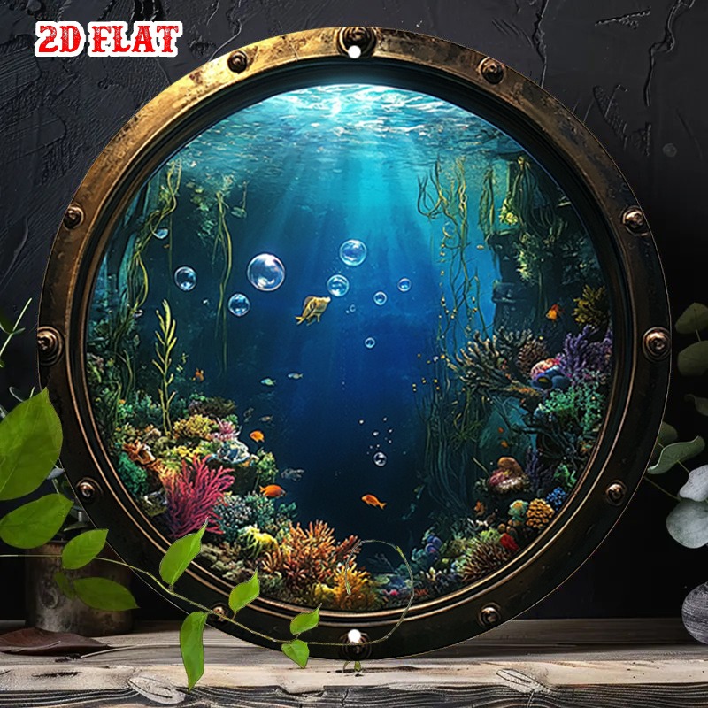 Home Decor Design Interior - Rustikales Vintage-Wandschild aus Metall – Unterwasserszene