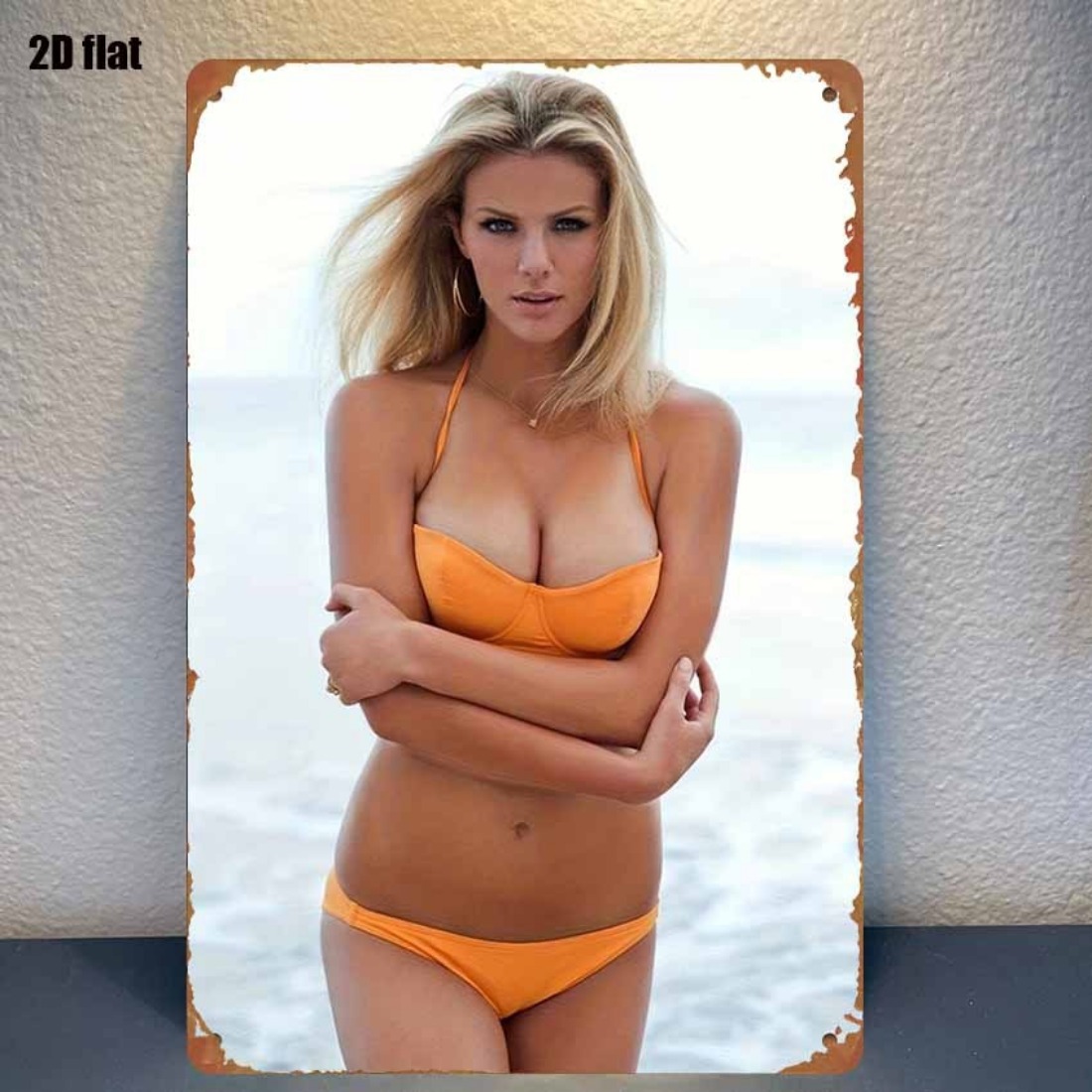 Home Decor Orange - Vintage Orange Bikini Strand Mädchen 2D