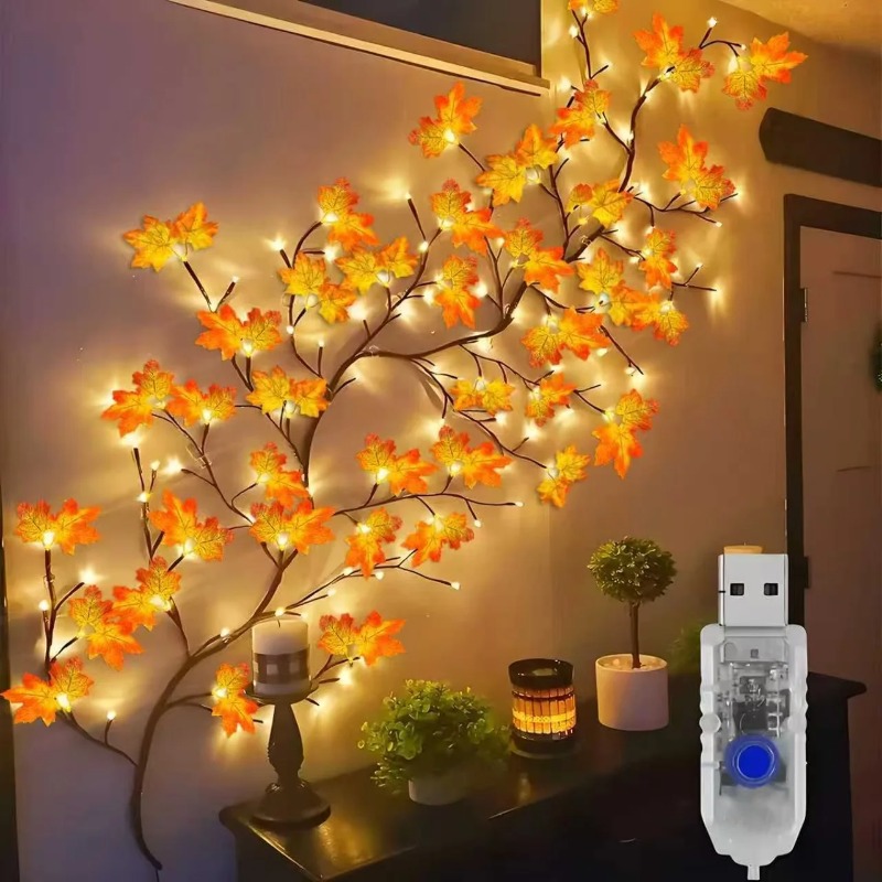 Home Decor Flowers - DIY Ahornblatt-Rosenanhänger, USB-betrieben, geeignet für Wanddekoration