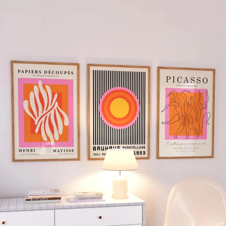 Home Decor Orange - 3 Stück moderne orangefarbene Bauhaus- und