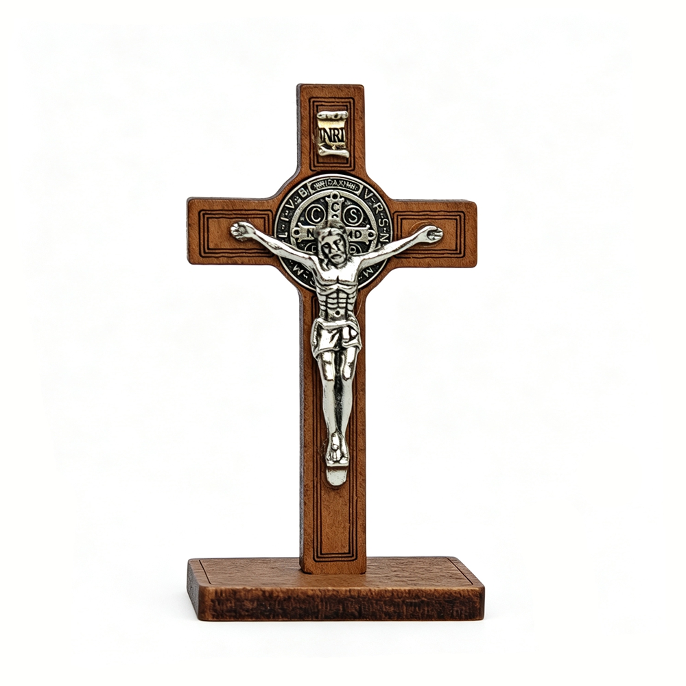 Home Decor Design Interior - St. Benedikt Stehendes Kruzifix Holzkreuz mit