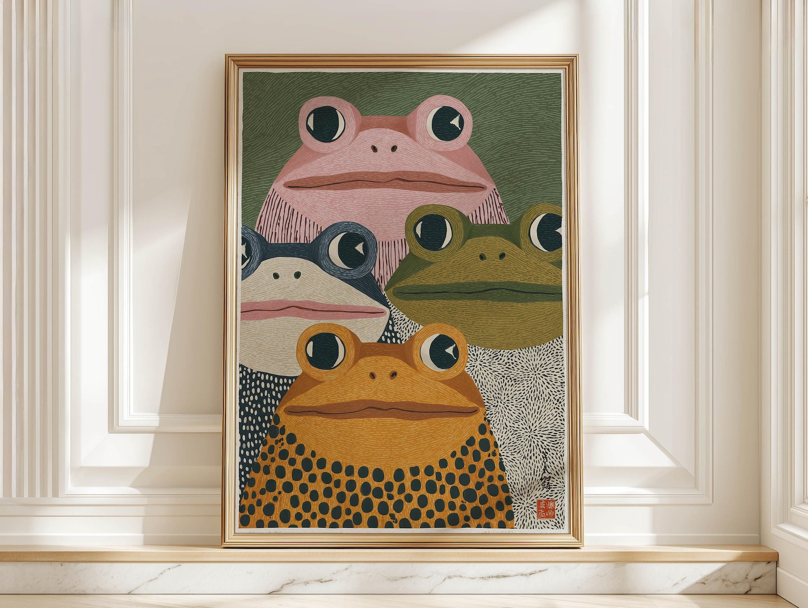 Home Decor Design Interior - Moderner japanischer Frosch-Kunstdruck – ungerahmtes abstraktes
