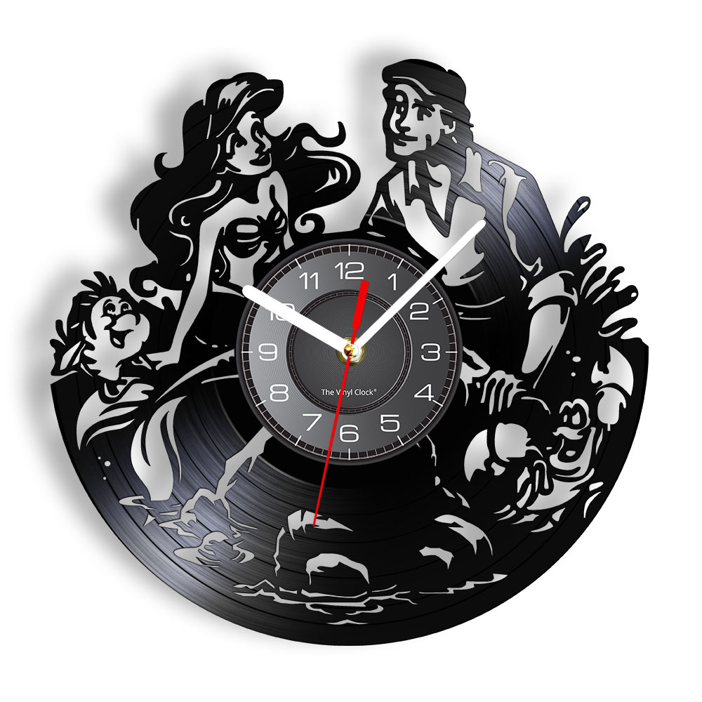 Home Decor Under 300 - Die Meerjungfrau, Prinzessin, Prinz, Vinyl-Schallplatten-Wanduhr, Unterwasser-Fantasie-Geschichte,