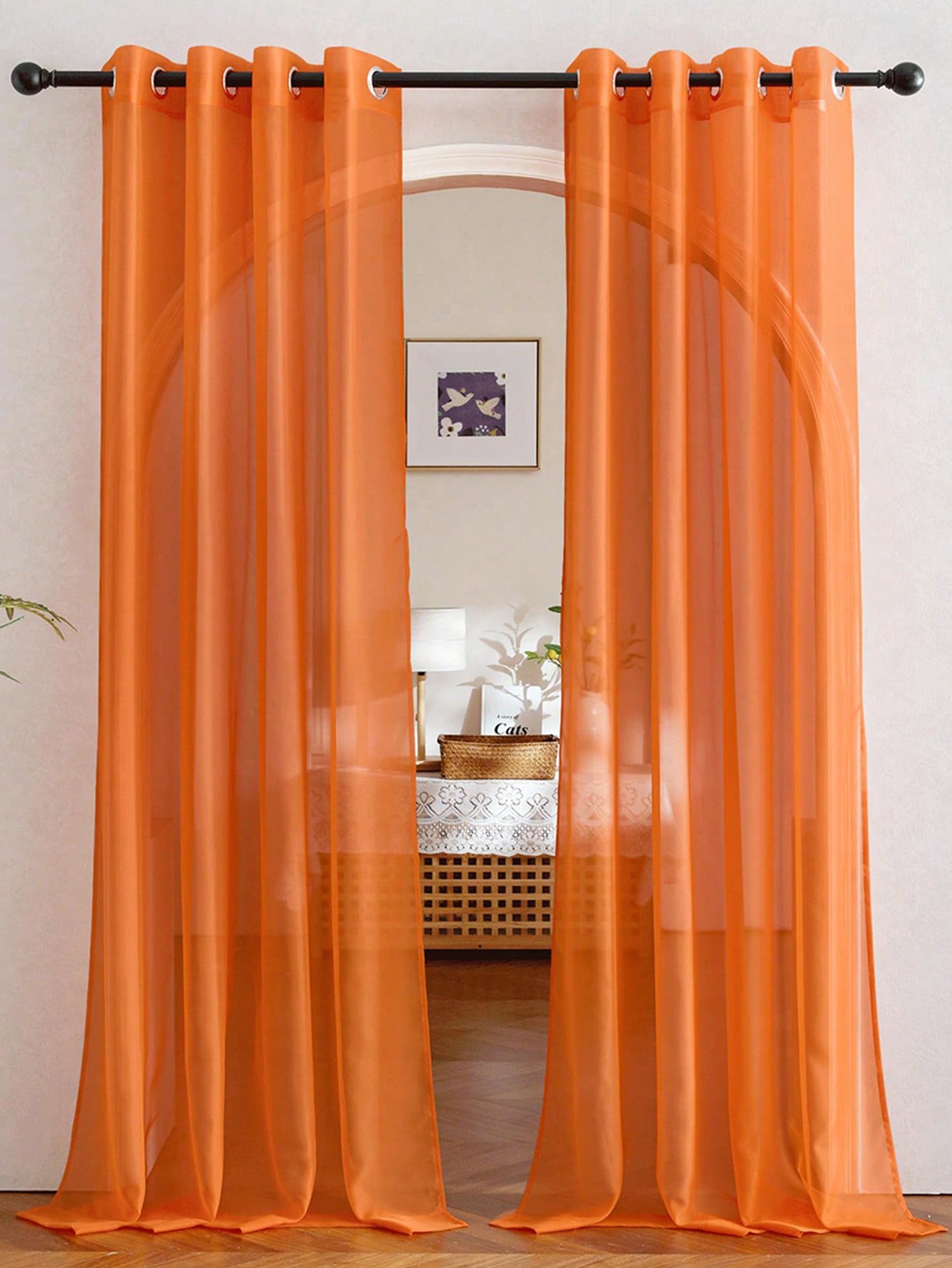 Home Decor Orange - 1 Stück Eleganter Transparenter Orangefarbener Organza