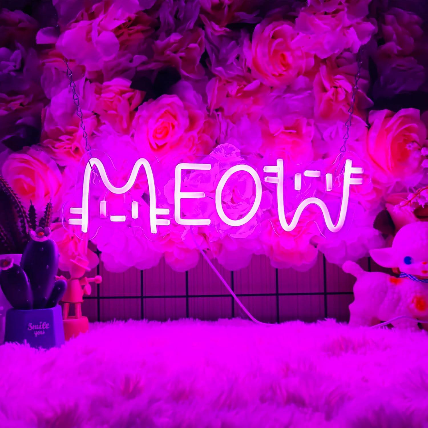 Home Decor Light - Miau Neon-Schild Katze USB-betriebene dimmbare LED-Neonlichter
