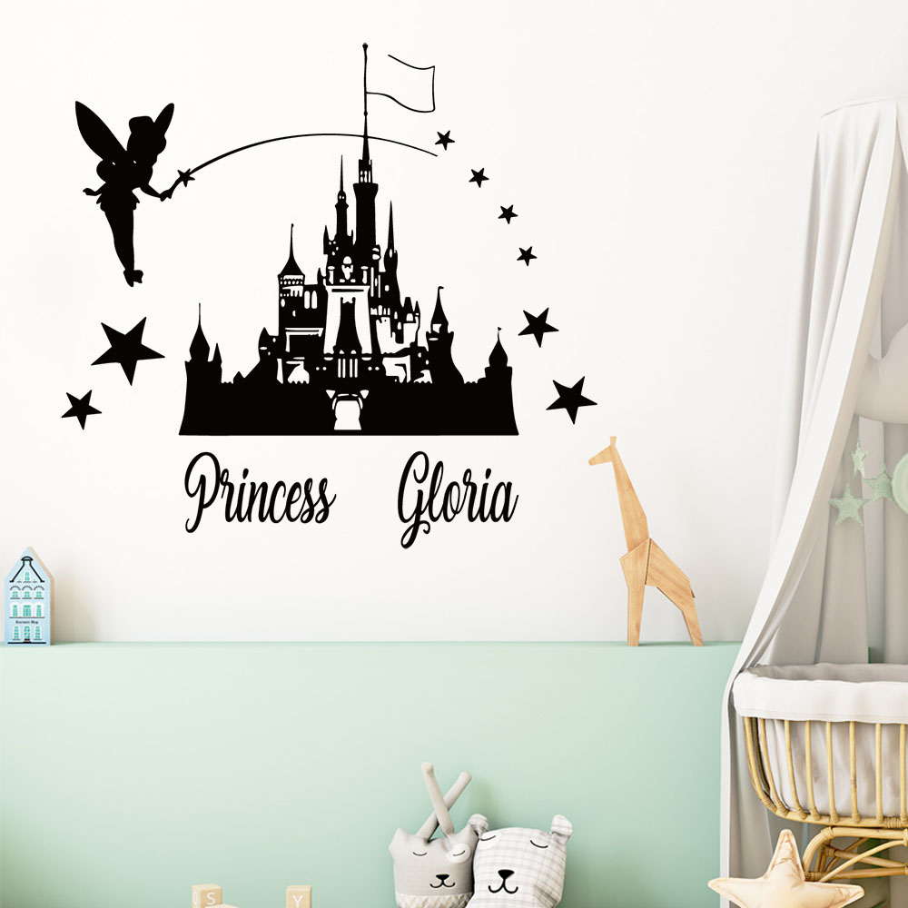 Home Decor Wallpaper - 1 Stück Cartoon-Feenschloss, personalisierbarer Wandaufkleber, Wandtattoo,