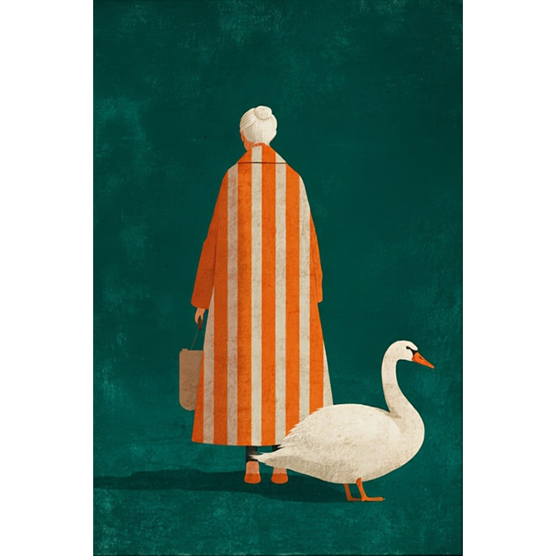 Home Decor Orange - Figur in Orange, Weiß, gestreift, Poster,