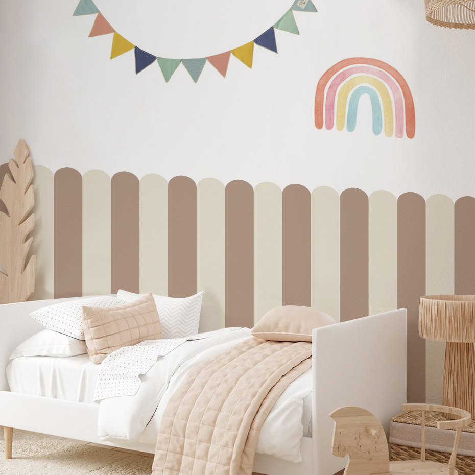 Home Decor Wallpaper - Mehrfarbige vertikal gestreifte Bogen-Tapete für Kinderzimmer,
