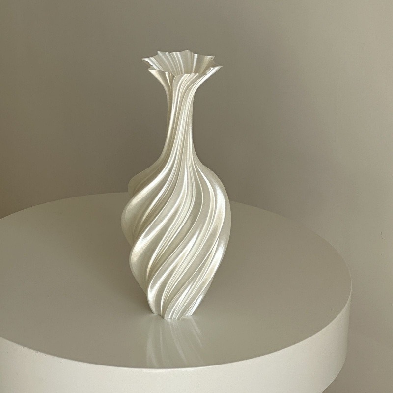 Home Decor Vase With Flowers - 3D-Gedruckte Abstrakte Gedrehte Vase, Retro-Blumenarrangement-Deko, Nordisch-Minimalistische