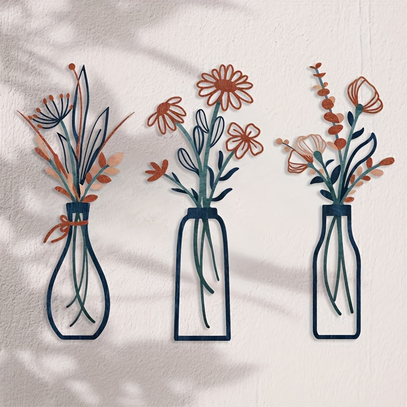 3 große florale Wandkunst-Skul – Home Decor Vase With Flowers Bewertung und Preis