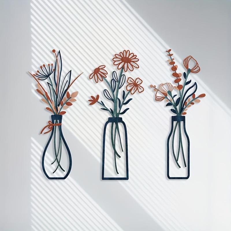 3 große florale Wandkunst-Skul – Home Decor Vase With Flowers Bewertung und Preis