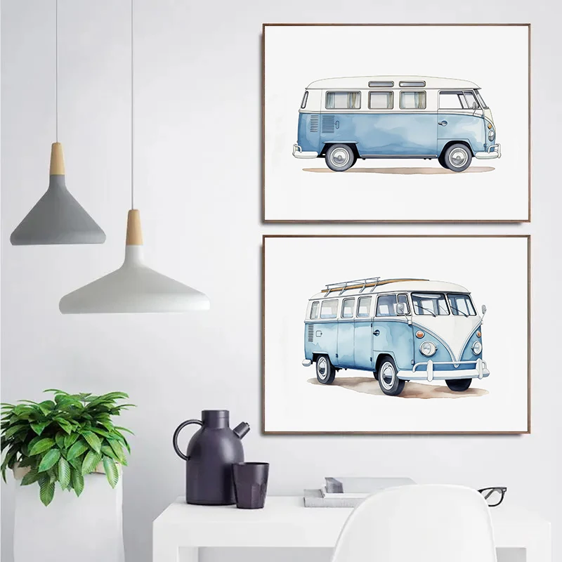 Klassische hellblaue Auto Fahr – Watercolor Poster Print Bewertung und Preis