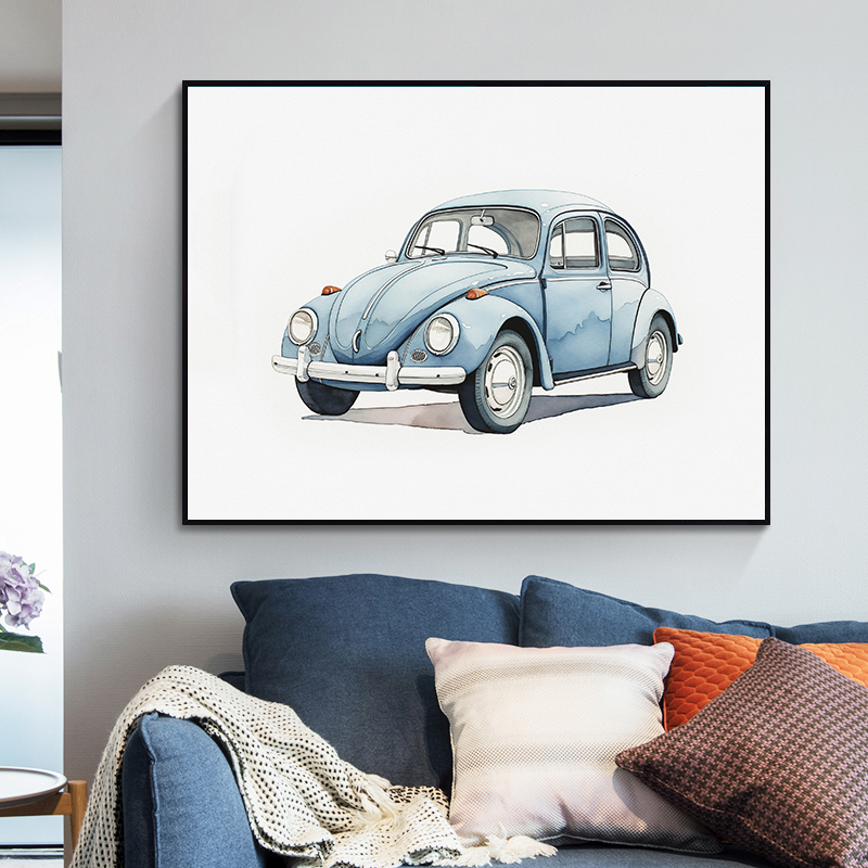 Klassische hellblaue Auto Fahr – Watercolor Poster Print Bewertung und Preis