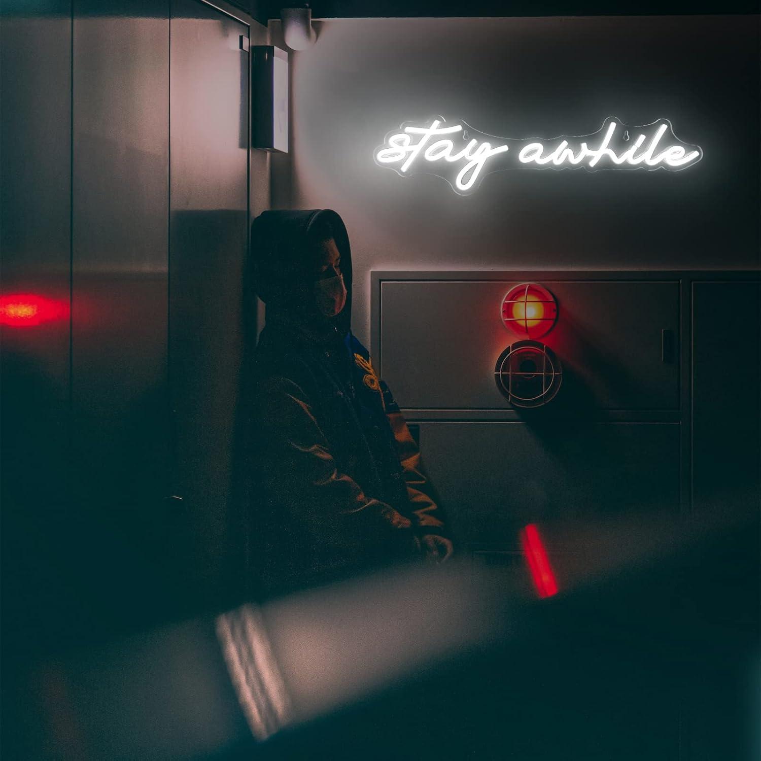 Stay Awhile Neon-Schilder USB  – Home Decor Light Bewertung und Preis