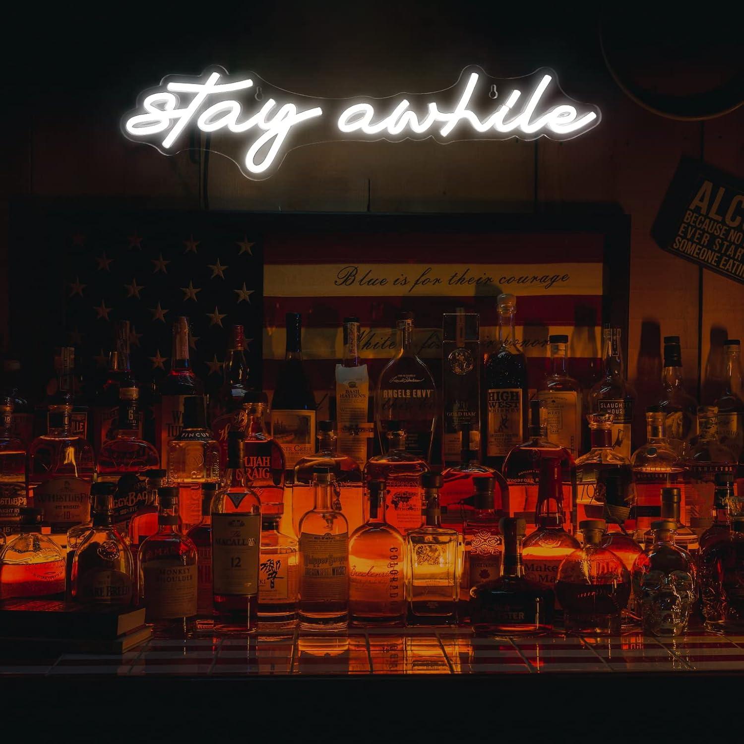 Stay Awhile Neon-Schilder USB  – Home Decor Light Bewertung und Preis