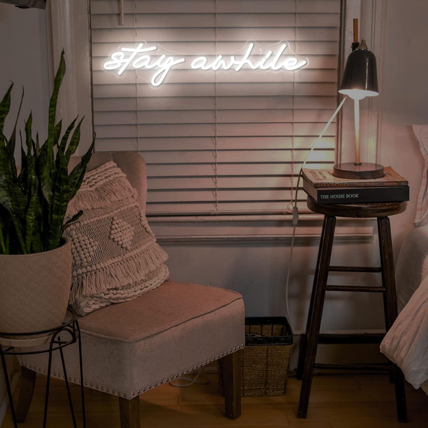 Stay Awhile Neon-Schilder USB  – Home Decor Light Bewertung und Preis