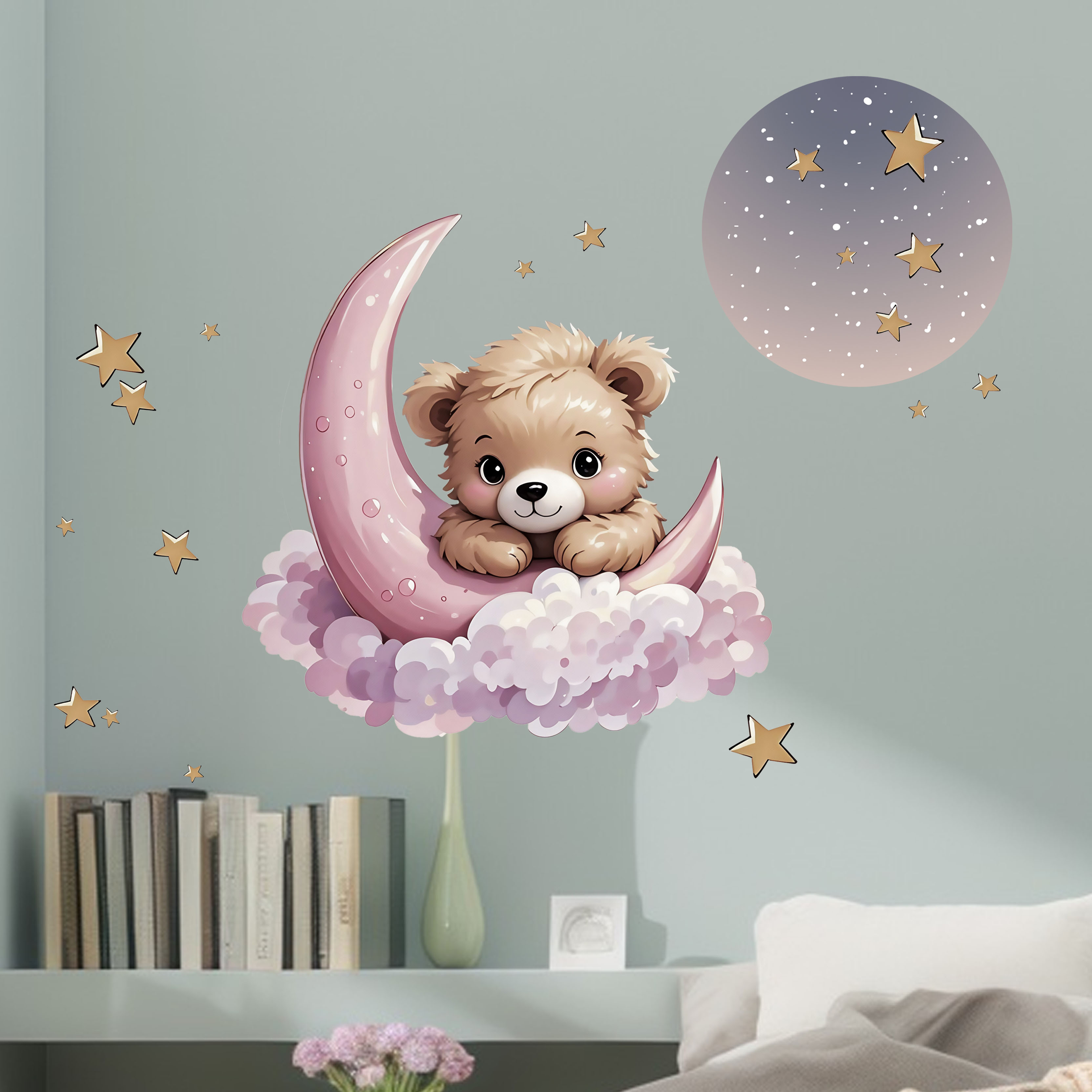 Neue Ankunft Bär Stern Mond Na – Home Decor Wallpaper Bewertung und Preis