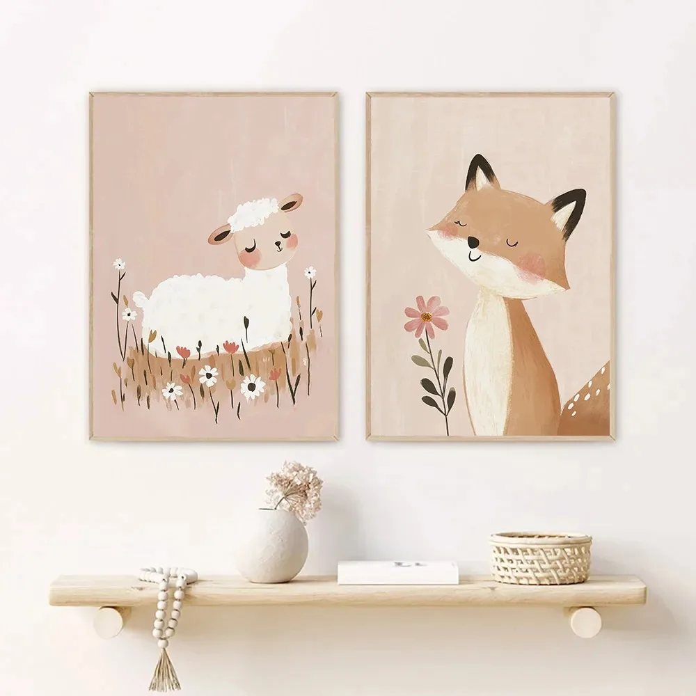 Nordic Rosa Niedlichen Cartoon – Watercolor Poster Print Bewertung und Preis