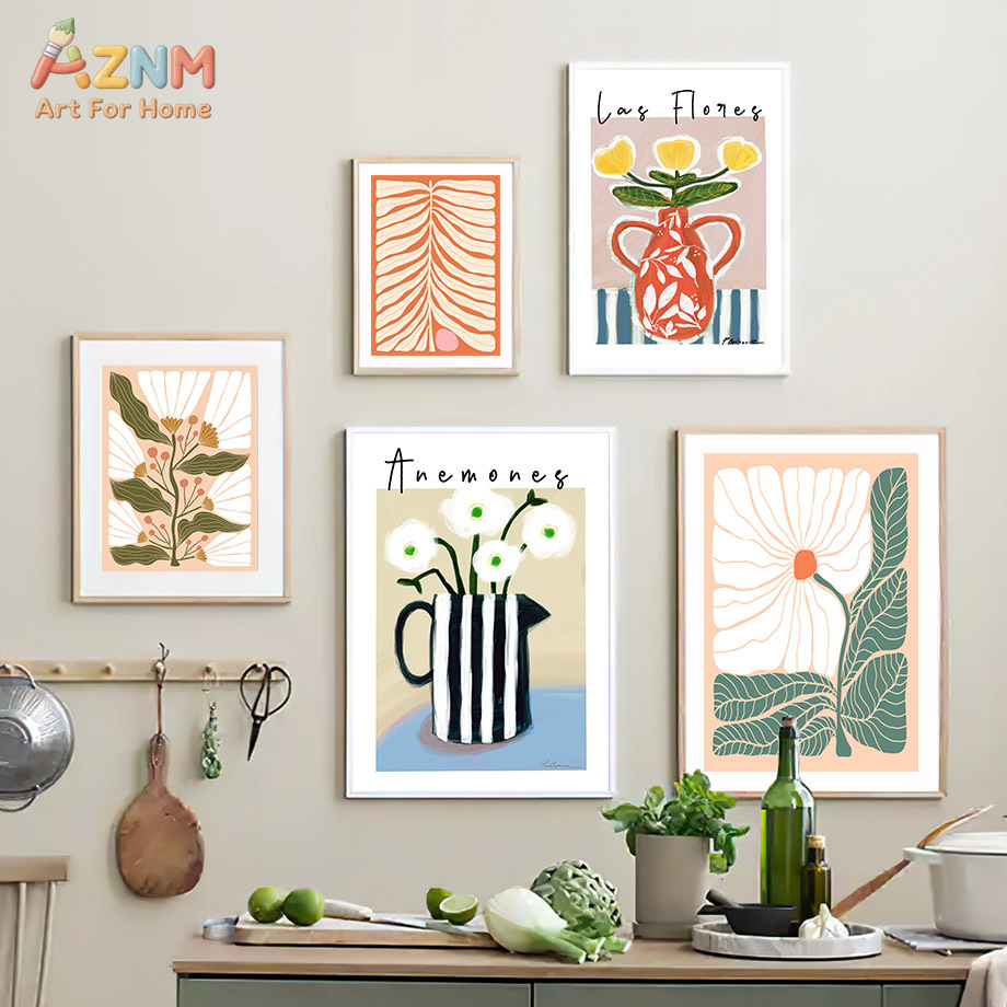 AZNM Boho Blumen-Leinwandbild  – Home Decor Vase With Flowers Bewertung und Preis