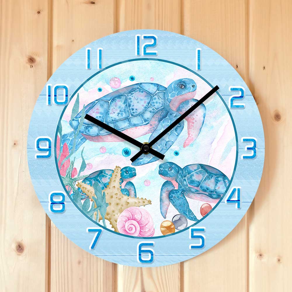 Wanduhr mit Aquarell-Meeres-Sc – Home Decor Under 300 Bewertung und Preis