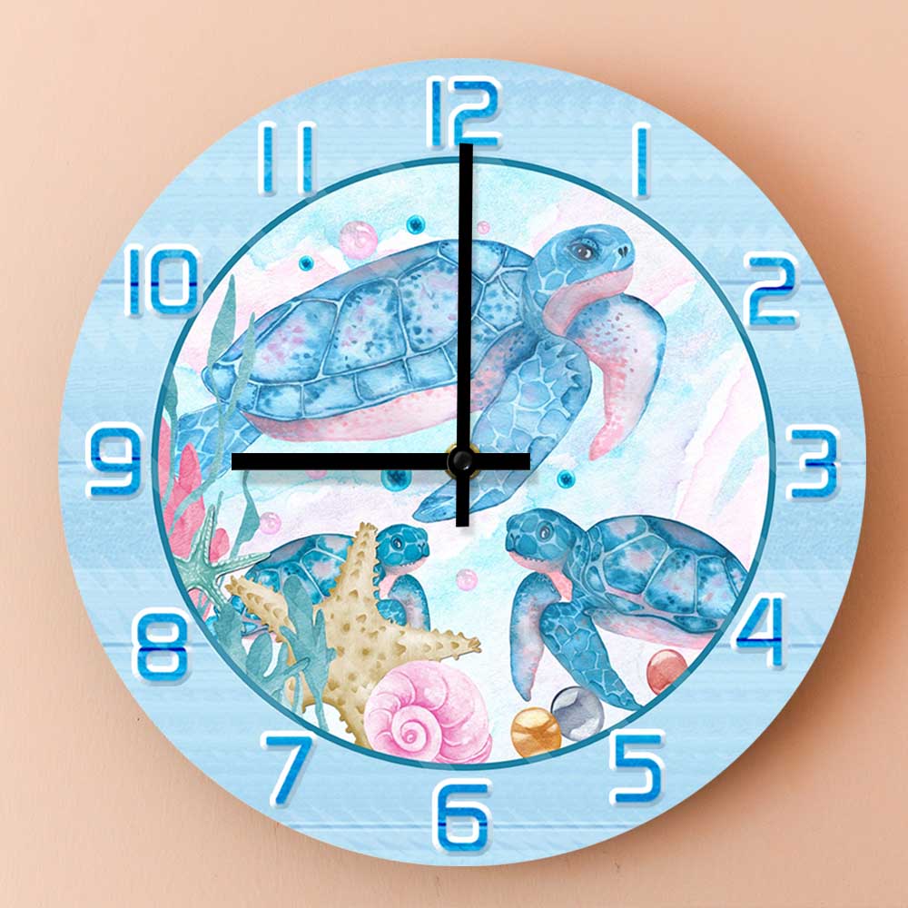 Wanduhr mit Aquarell-Meeres-Sc – Home Decor Under 300 Bewertung und Preis