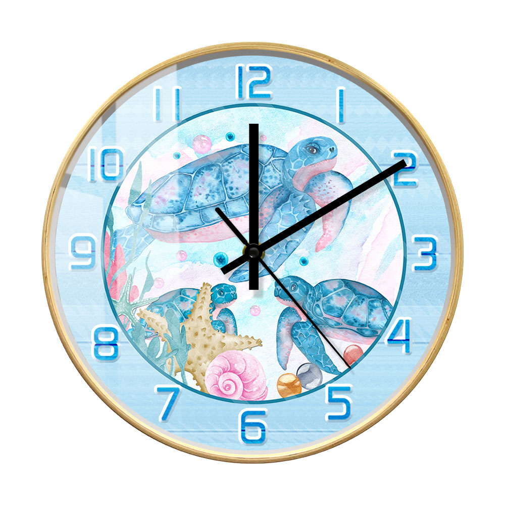 Wanduhr mit Aquarell-Meeres-Sc – Home Decor Under 300 Bewertung und Preis